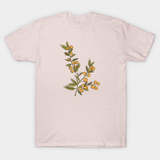 Australian National Flower The Golden Wattle T-Shirt by Sunburst Designs